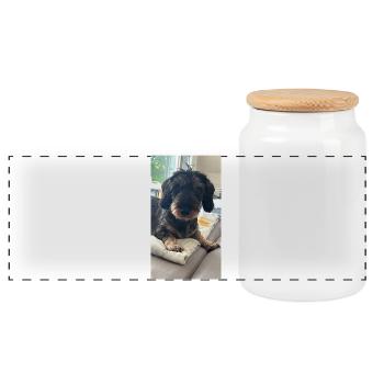 Dog portrait with charming face Rachel, Rauhha - Panoramic Cookie Jar with Wooden Lid - white - Front