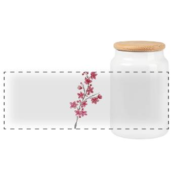 Cherry Branch - Panoramic Cookie Jar with Wooden Lid - white - Front