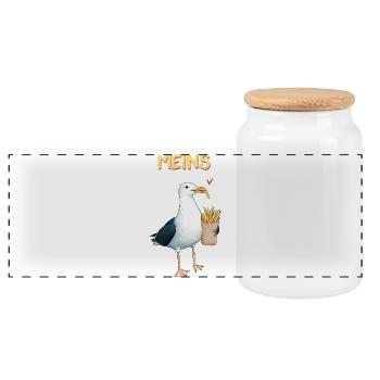 mine - Panoramic Cookie Jar with Wooden Lid - white - Front