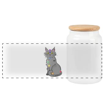 Chat-kra - Panorama Keksdose mit Holzdeckel - Weiß - Vorne