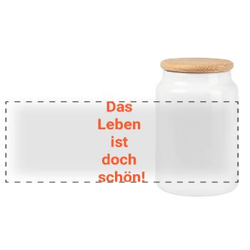 Life is beautiful! - Panoramic Cookie Jar with Wooden Lid - white - Front
