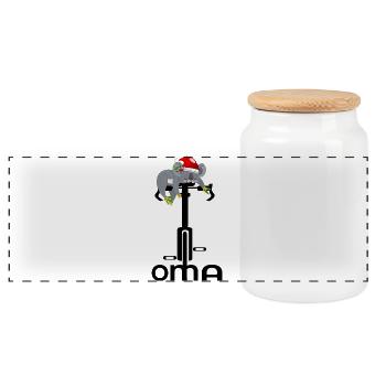 WEIHNACHTEN OMA FAHRRADFAHRERIN KOALA - Panorama Keksdose mit Holzdeckel - Weiß - Vorne