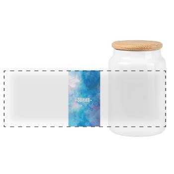 Abstract Aquatic Summer Design~Summer~ - Panoramic Cookie Jar with Wooden Lid - white - Front