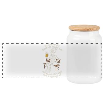 Wherever I go and stand, my bones hurt - Skeleton - Panoramic Cookie Jar with Wooden Lid - white - Front
