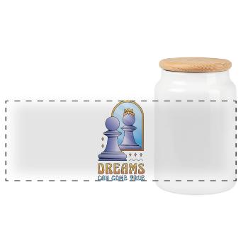 Dreams Can Come True Chess Pawn - Panoramic Cookie Jar with Wooden Lid - white - Front