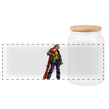 Abseits im Schnee Skifahrerin Illustration - Panorama Keksdose mit Holzdeckel - Weiß - Vorne