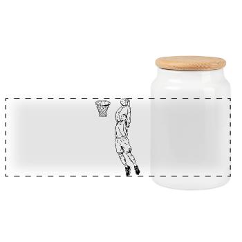 Basketball Slam Dunk - Panoramic Cookie Jar with Wooden Lid - white - Front