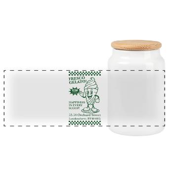 Mascotte FRESCO-GELATO - Boîte à biscuits avec couvercle en bois - blanc - Devant