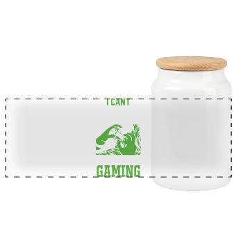 I Cant Adult I'm Gaming - Panoramic Cookie Jar with Wooden Lid - white - Front
