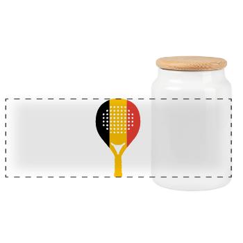 Padel-Belgien - Panorama Keksdose mit Holzdeckel - Weiß - Vorne