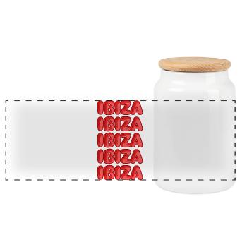 Voyage Ibiza - Boîte à biscuits avec couvercle en bois - blanc - Devant
