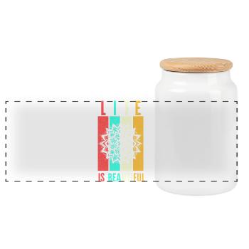 La vie est belle Mandala - Boîte à biscuits avec couvercle en bois - blanc - Devant