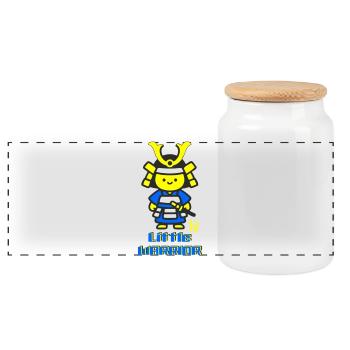 Little Samurai Warrior - Panoramic Cookie Jar with Wooden Lid - white - Front