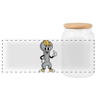 Clé de dessin animé Mécanique de bande dessinée - Boîte à biscuits avec couvercle en bois - blanc - Devant