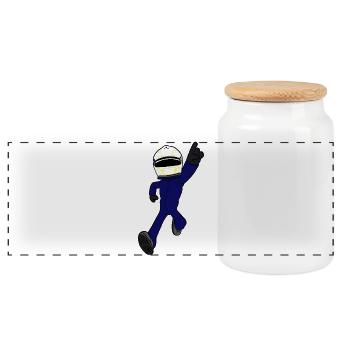 racing driver - Panoramic Cookie Jar with Wooden Lid - white - Front