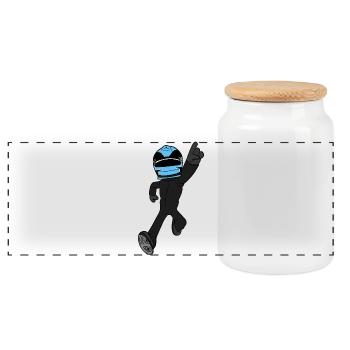 racing driver - Panoramic Cookie Jar with Wooden Lid - white - Front