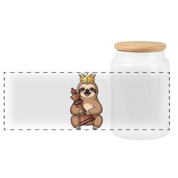 Drôle paresseux Chess King Chess Shenanigans - Boîte à biscuits avec couvercle en bois - blanc - Devant