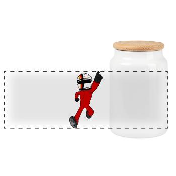 racing driver - Panoramic Cookie Jar with Wooden Lid - white - Front
