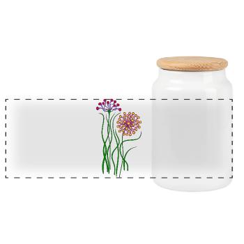 Fleur - Boîte à biscuits avec couvercle en bois - blanc - Devant
