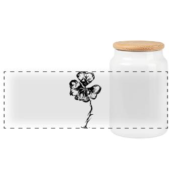Lucky clover - Panoramic Cookie Jar with Wooden Lid - white - Front