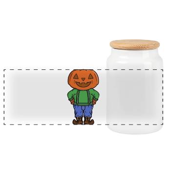 Tête de citrouille Kid - Boîte à biscuits avec couvercle en bois - blanc - Devant
