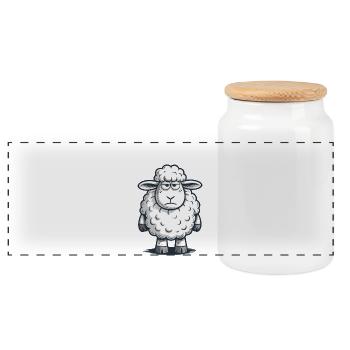 Lower Austria – Grumpy Sheep Humor Design - Panoramic Cookie Jar with Wooden Lid - white - Front
