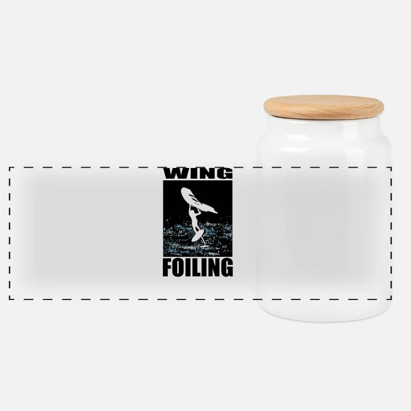 Wingfoiler - Boîte à biscuits avec couvercle en bois - blanc