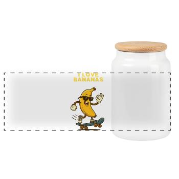 Bananen Skateboarder mit Stil - Panorama Keksdose mit Holzdeckel - Weiß - Vorne