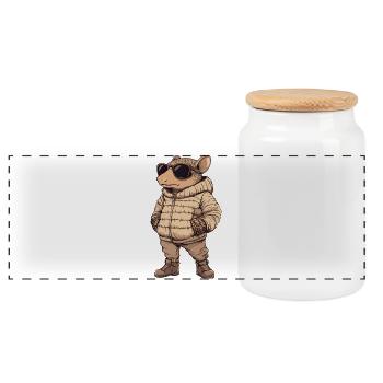 Armadillo Cool Winter - Panoramic Cookie Jar with Wooden Lid - white - Front