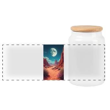 Lune sur le sentier du désert rouge - Boîte à biscuits avec couvercle en bois - blanc - Devant