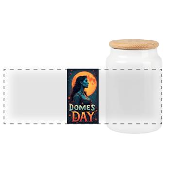 Nuit au clair de lune dômes jour portrait - Boîte à biscuits avec couvercle en bois - blanc - Devant