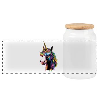 Licorne Poney Cavalier Chevaux Équitation Licornes - Boîte à biscuits avec couvercle en bois - blanc - Devant