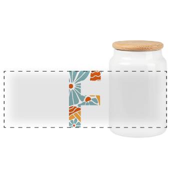 Letter f groovy flowers gift idea - Panoramic Cookie Jar with Wooden Lid - white - Front