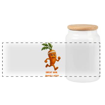 Carotte Runner Snack Carotte Dessin animé - Boîte à biscuits avec couvercle en bois - blanc - Devant