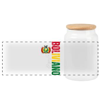Bolivian pride, vertical design - Panoramic Cookie Jar with Wooden Lid - white - Front