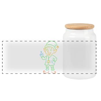 Chemise Kawaii Gnome de Noël fluo - Boîte à biscuits avec couvercle en bois - blanc - Devant