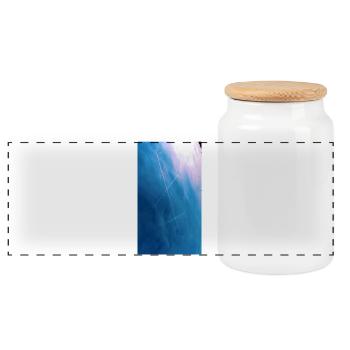 Cross of contrails in the sky - Panoramic Cookie Jar with Wooden Lid - white - Front