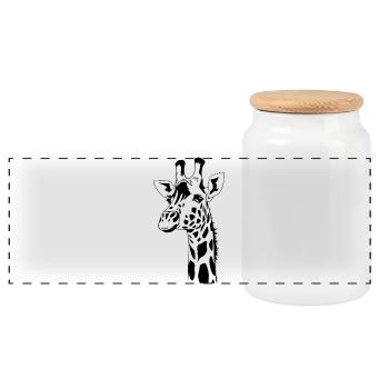 Giraffe Giraffe T-shirt Gift - Panoramic Cookie Jar with Wooden Lid - white - Front