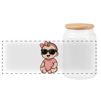 Bande dessinée Bébé Fille - Boîte à biscuits avec couvercle en bois - blanc - Devant