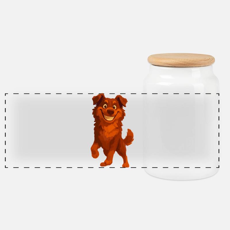Australian Shepherd Cartoon Grinsen - Panorama Keksdose mit Holzdeckel - Weiß