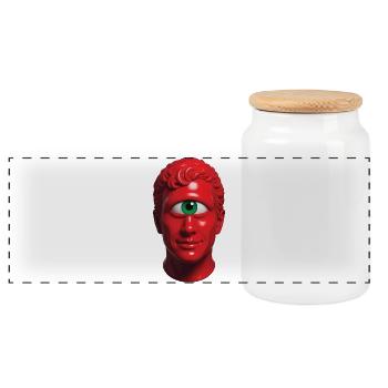 CYCLOP MAN – nette Leute - Panorama Keksdose mit Holzdeckel - Weiß - Vorne