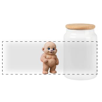 TEDDY BEAR PLUSH - baby & kids - Boîte à biscuits avec couvercle en bois - blanc - Devant