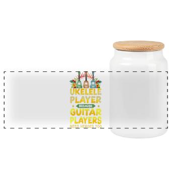 Hawaiian Ukulele Uke Ukulele - Panorama Keksdose mit Holzdeckel - Weiß - Vorne