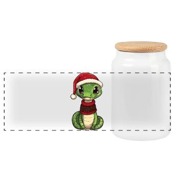 Noël de Noël Cobra Serpent - Boîte à biscuits avec couvercle en bois - blanc - Devant