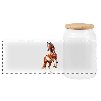 Cheval - Boîte à biscuits avec couvercle en bois - blanc - Devant