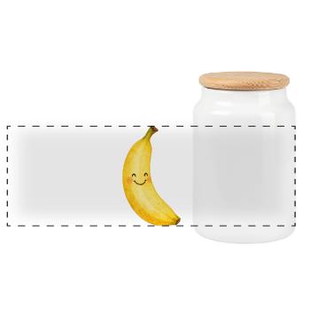 Banane souriante Kawaii Fruit Enfants Bébé Fruit - Boîte à biscuits avec couvercle en bois - blanc - Devant