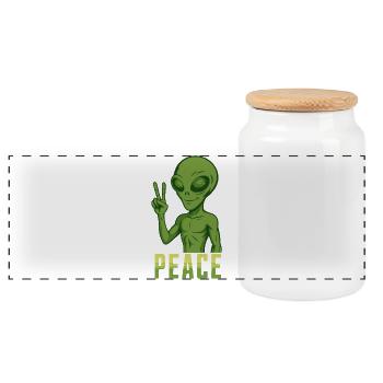 Paix Alien - Boîte à biscuits avec couvercle en bois - blanc - Devant