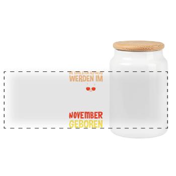 November Birthday Alpaca Saying Funny - Panoramic Cookie Jar with Wooden Lid - white - Front