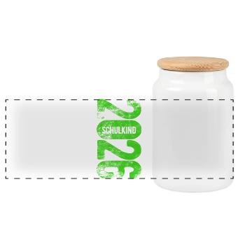School Child 2026 - School Enrollment - First Grade - Panoramic Cookie Jar with Wooden Lid - white - Front