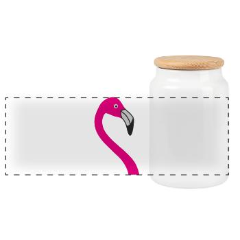 Flamingo Neon Pink Silhouette - Panoramic Cookie Jar with Wooden Lid - white - Front